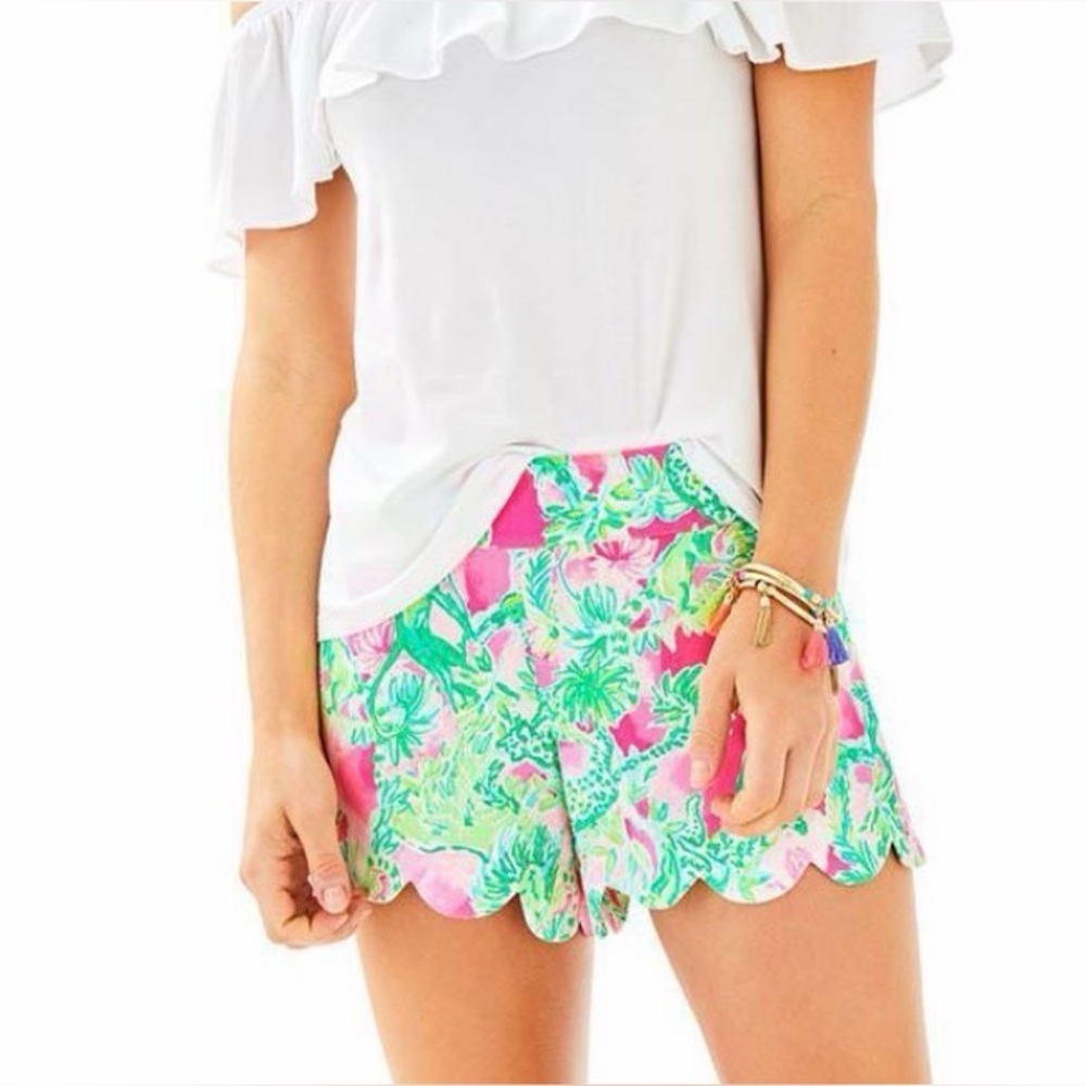 Lilly Pulitzer Dahlia Pink and Green Floral Shorts